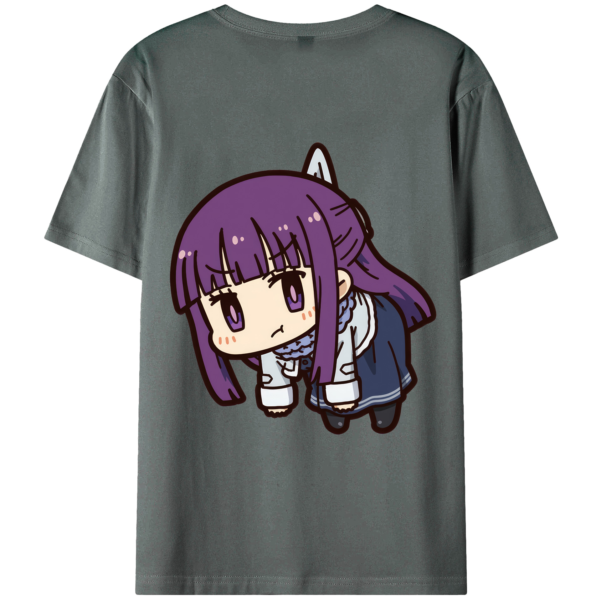 （画像用） 葬送のフリーレン Frieren 綿100％ メンズ半袖Tシャツ（バックプリント） 通気性